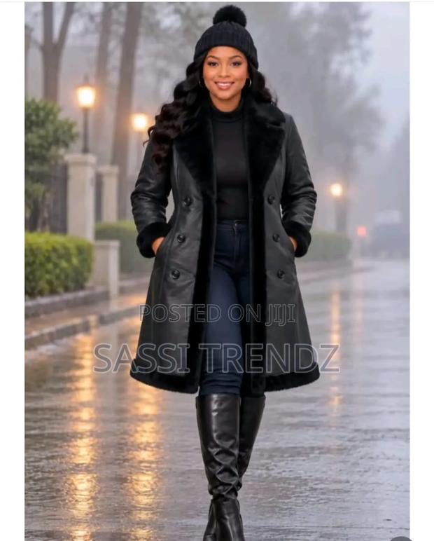 Leather Long Trench Coat & Fur Lining