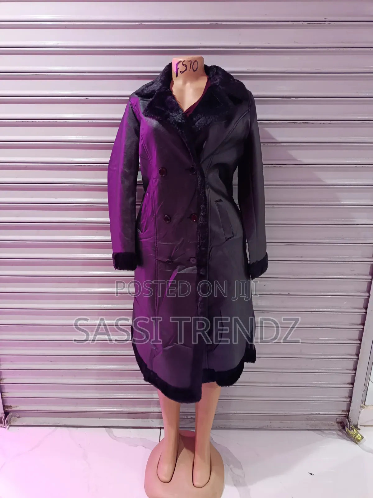 Leather Long Trench Coat & Fur Lining
