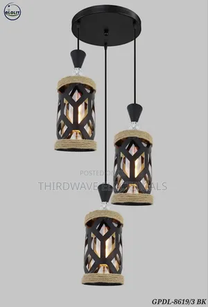 Vintage-Style Black Metal 3-in-1 Pendant Light