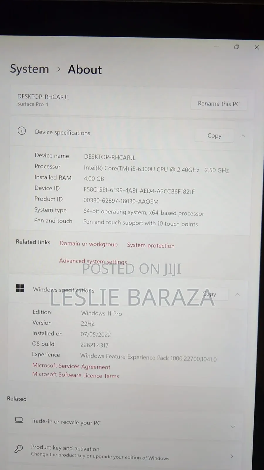 Laptop Microsoft Surface Pro 4 4GB Intel Core i5 SSD 128GB
