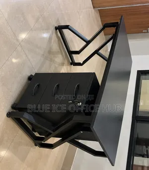 Black Office Desk With 3 Drawer Mobile Cabinet – Modern Computer Table
