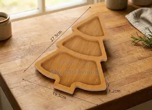 3 PCs Festive Bamboo Christmas Tree-Shaped Serving Trays.