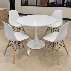 White Round Dining Table With 4 Chairs – Eames Dining Set