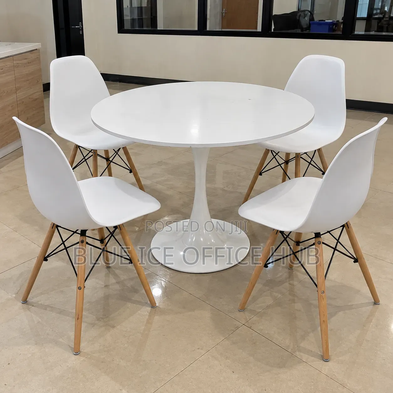 White Round Dining Table With 4 Chairs – Eames Dining Set