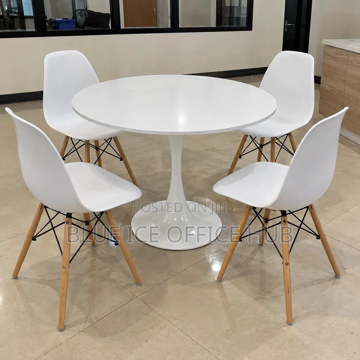 White Round Dining Table With 4 Chairs – Eames Dining Set
