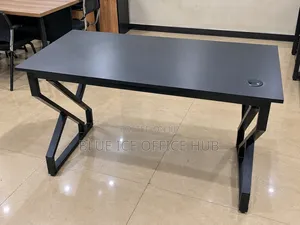 Black Office Desk With Metal Frame – Modern Computer Table