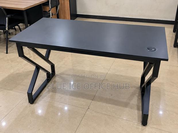 Black Office Desk With Metal Frame – Modern Computer Table - thumbnail 5