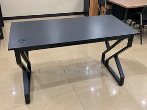 Black Office Desk With Metal Frame – Modern Computer Table