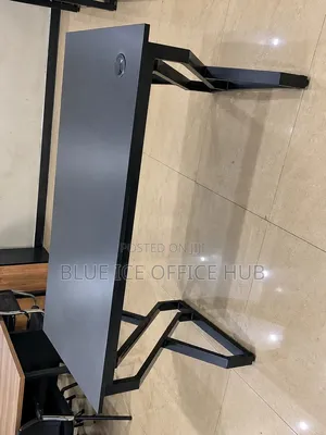 Black Office Desk With Metal Frame – Modern Computer Table