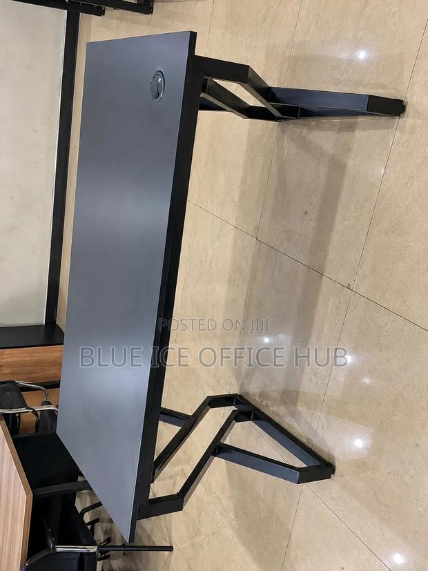 Black Office Desk With Metal Frame – Modern Computer Table - thumbnail 3