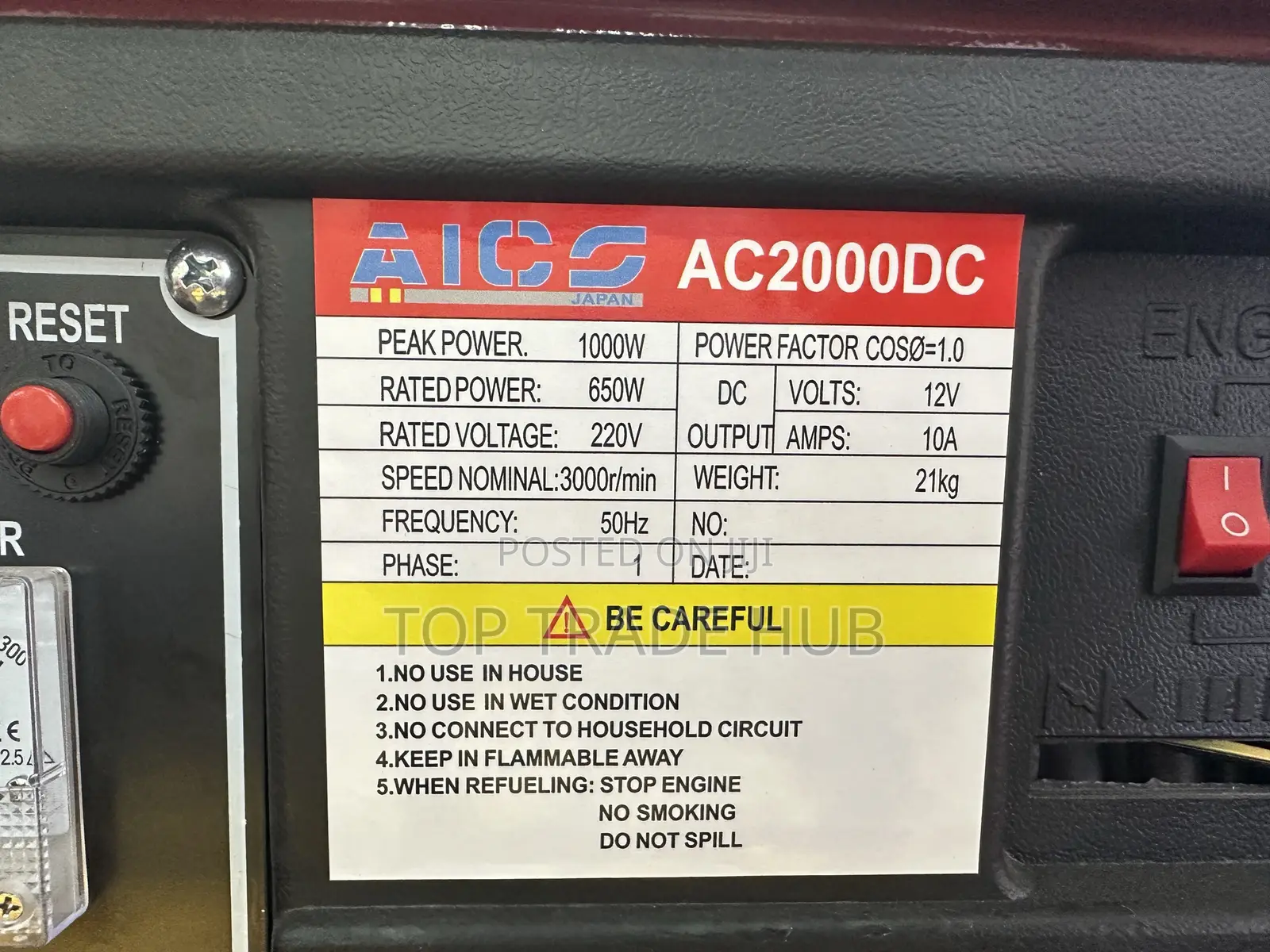 Aico Petrol Generator 1kW/1kVA Single Phase