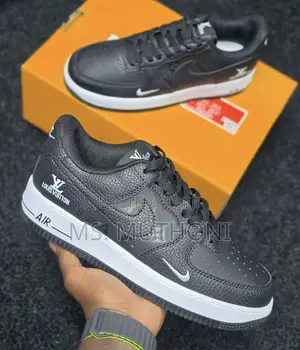 Air Force 1 X Louis Vuitton Custom Black Tumbled Leather Size 40-45