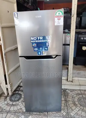 Mika Fridge, 2 Door Top Mount Freezer No Frost, 197L, Inox Line Brush