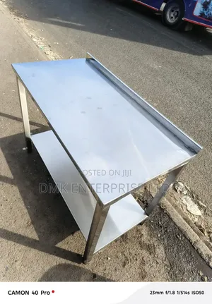 Stainless Steel Work Table With a Lower Storage Shelf