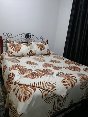2 Brown and Cream King Size Bedsheets With 4pillow Cases