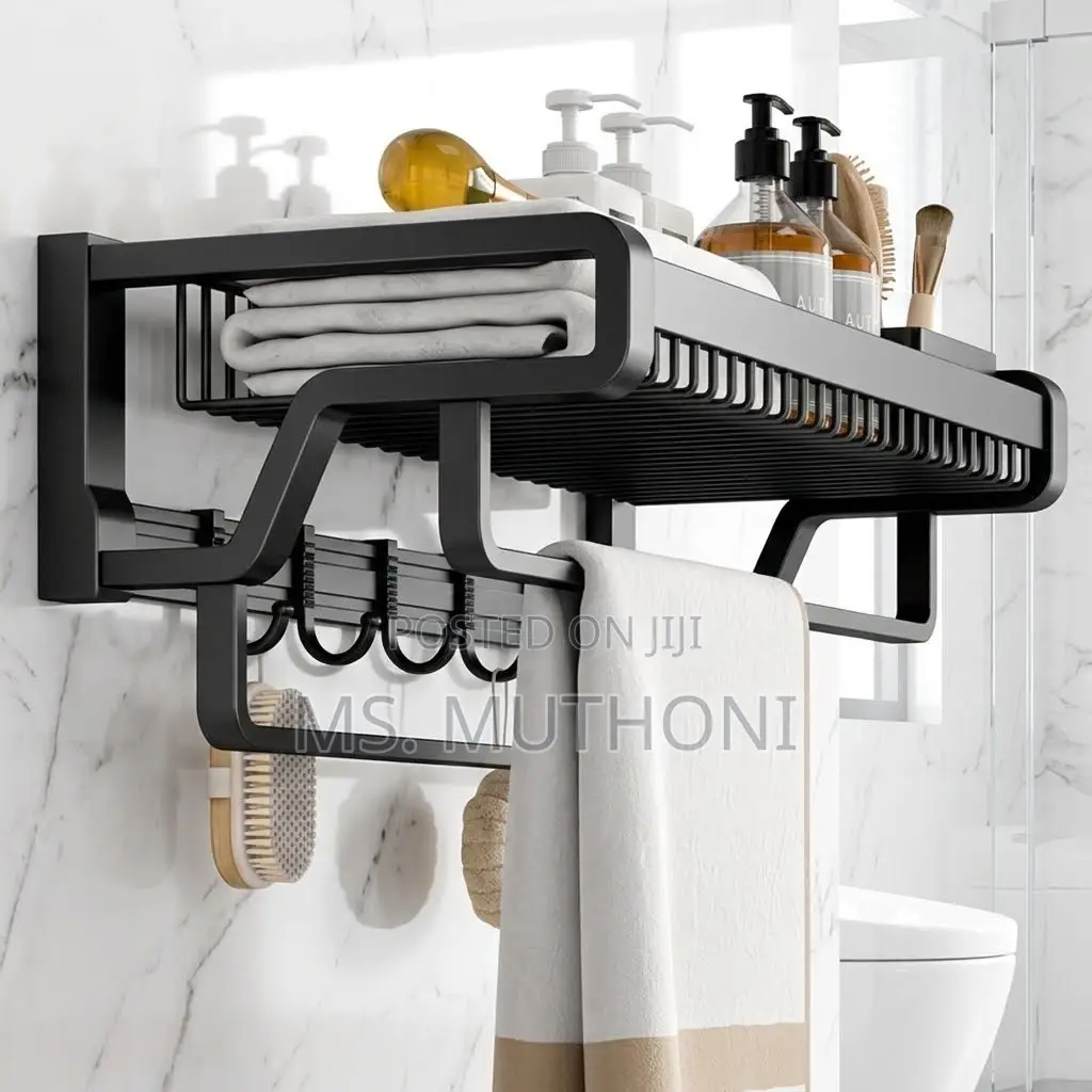 Dual-Tier Bathroom Towel Shelf (60 Cm)