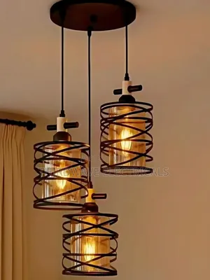 Beautiful Style Modern 3 in 1-Light Spiral Cage Pendant Light J7y
