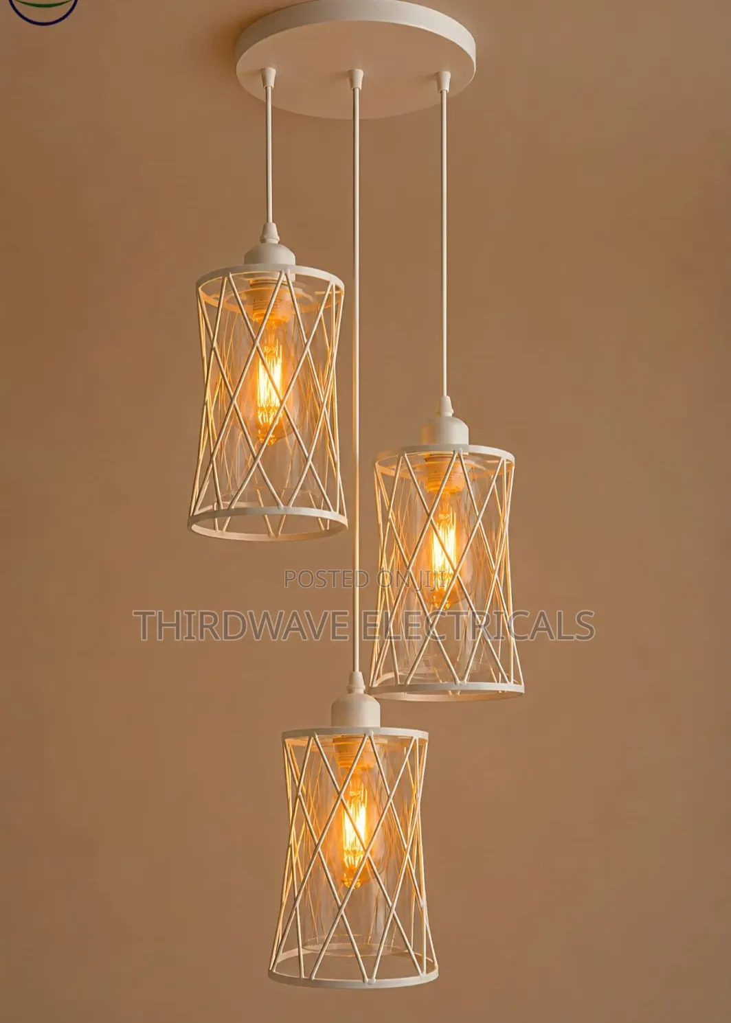 Stylish Modern 3-in-1 White Cage Pendant Light Vs2