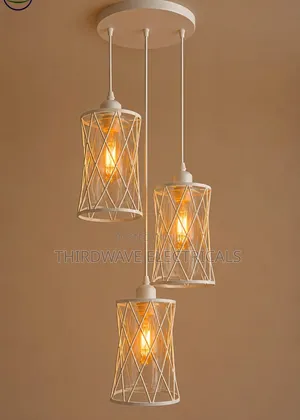 Stylish Modern 3-in-1 White Cage Pendant Light Vs2