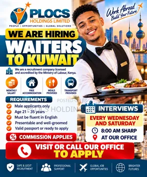 Hiring Waiters to Work in Kuwait