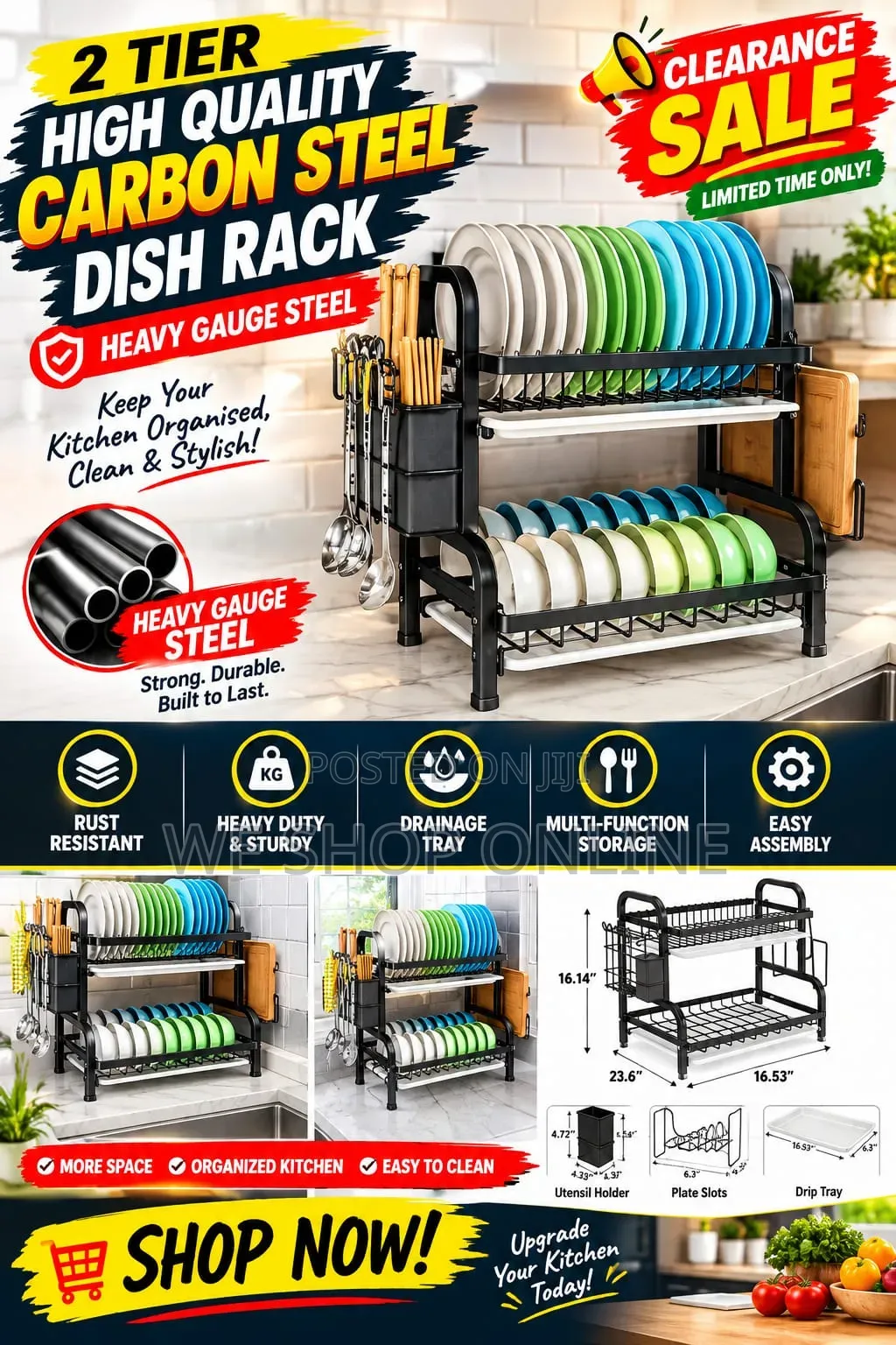 2 /3 Tier High Quality Carbon Steel Dish Rack