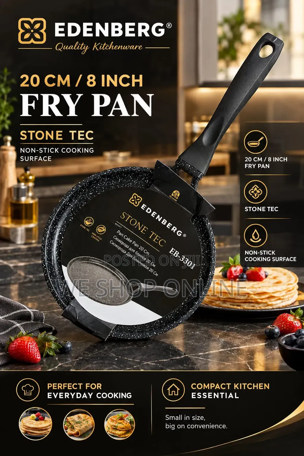 *Edenburg Black Frying Pan(20cm)