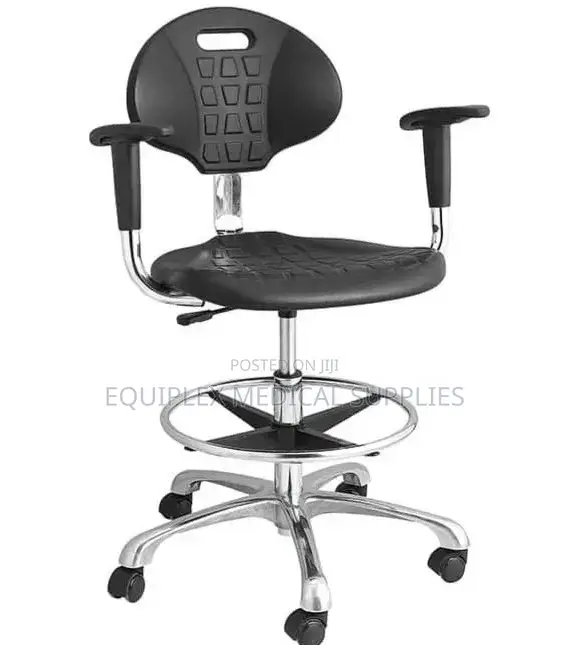 Height Adjustable, Revolving Doctor's Stool With Backrest and Armrest