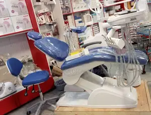 Blue Modern Dental Chair With Compressor and Teeth Whitening Machine