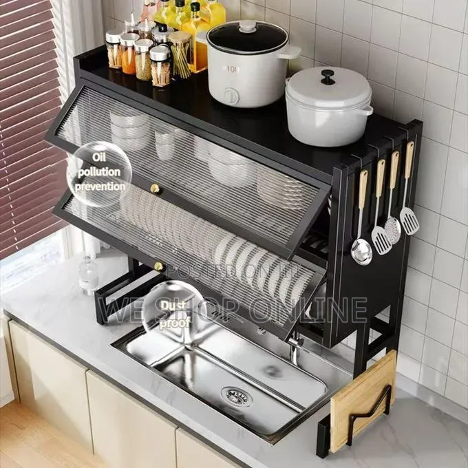 Double Layer Over the Sink Rack With Glass Acrylic Cover