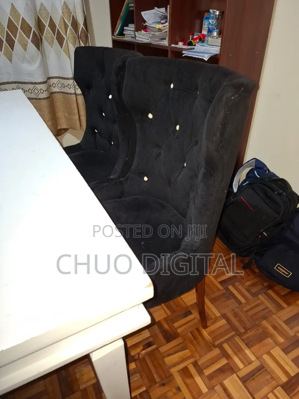 Dining Table, High Quality, White Table With 6 Black Seats