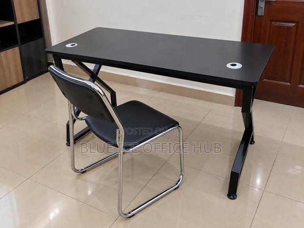 Black Office Desk and Visitor Chair Set – Computer Table - main view