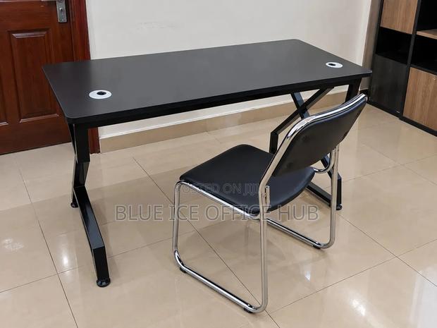 Black Office Desk and Visitor Chair Set – Computer Table - thumbnail 2