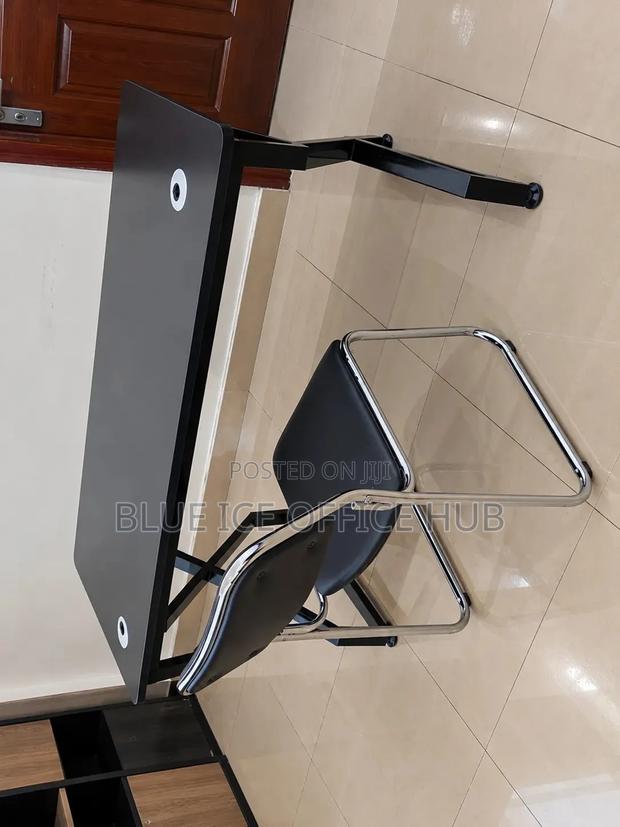 Black Office Desk and Visitor Chair Set – Computer Table - thumbnail 3