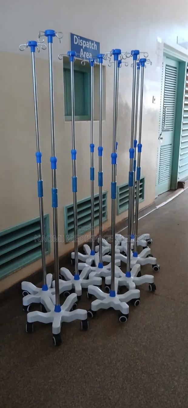 Height Adjustable Iv Pole With Hooks and Wheels/Drip Stand - main view