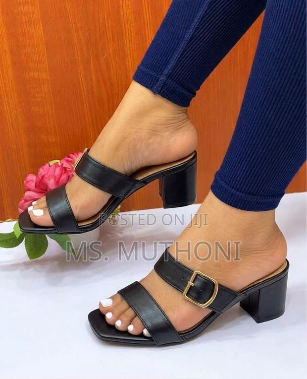 High Quality Two-Strap Block-Heel Mule Sandals ; 37-41 - main view