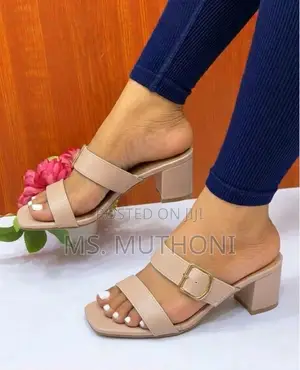 High Quality Two-Strap Block-Heel Mule Sandals ; 37-41