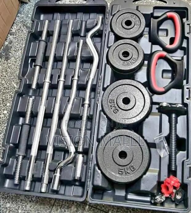 58KG Adjustable Dumbbell and Barbell Set With Case. (58Kg York)*