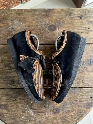 Clarks Originals Wallabee in a Black Suede and Tiger/Animal Print Cal