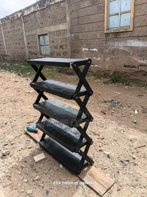 All Black 15 Pairs Foldable Pallet Shoe Rack