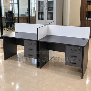 4 Way Office Workstation Desk With Drawers and Partitions