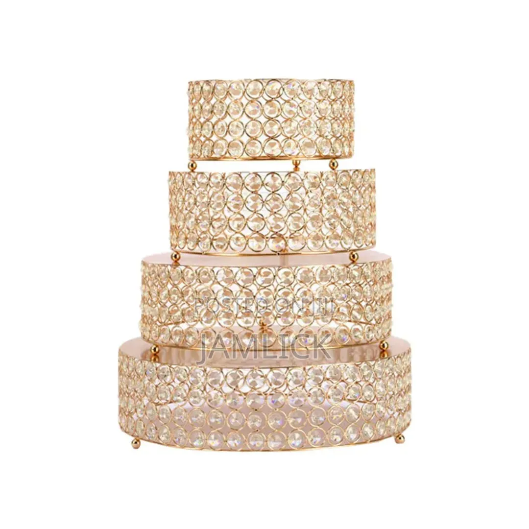 4pcs Crystal Cake Stand Set With Iron Top for Weddings & Events - EL
