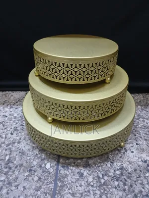 3Pcs Gold Cake Stand Set – 25cm, 30cm, 35cm - EL
