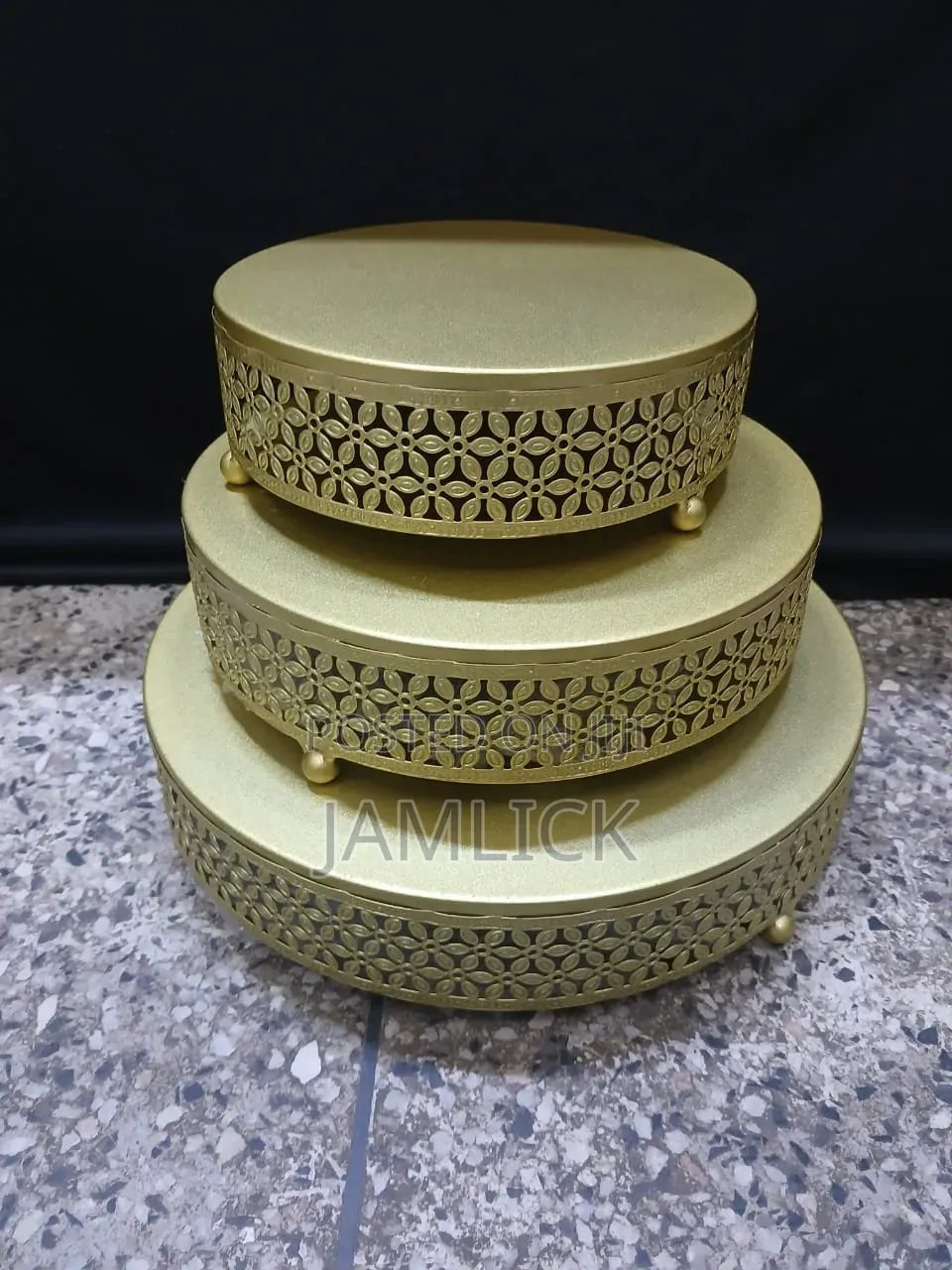3Pcs Gold Cake Stand Set – 25cm, 30cm, 35cm - EL