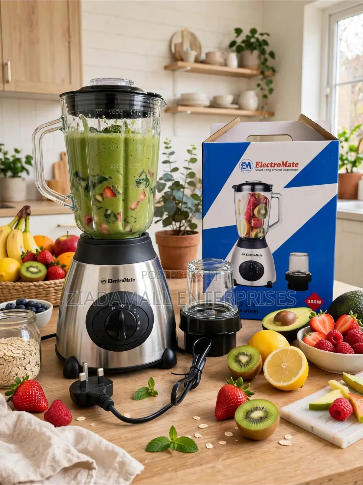 Electromate Powerful 2 in 1 Blender With Glass Jar - 1.5L