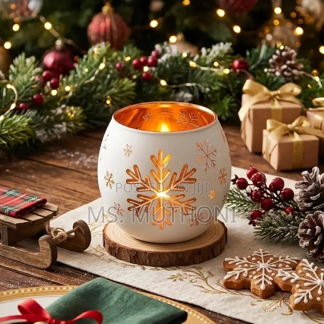 Festive 2-Piece Frosted Snowman Tealight Candle Holder Set