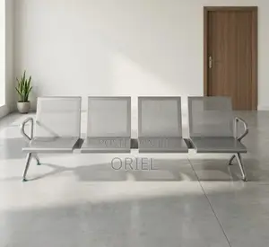 Office Bench : Non Padded Heavy Duty Steel Waiting Bench 4-Seater