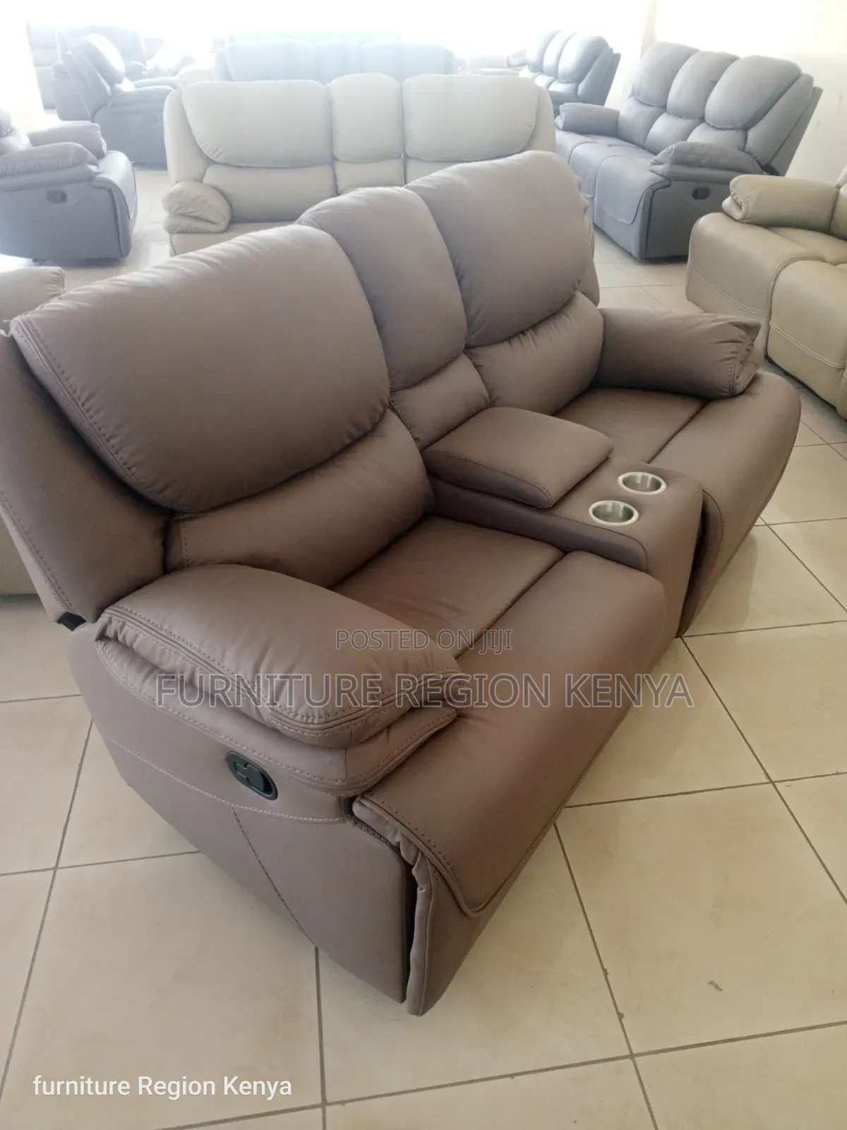 Two Seater Luxurious Dark Brown Recliner Sofa