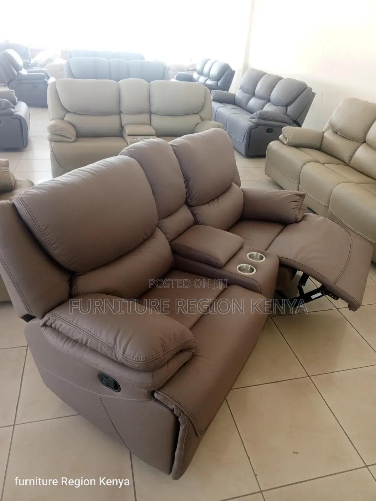 Two Seater Luxurious Dark Brown Recliner Sofa