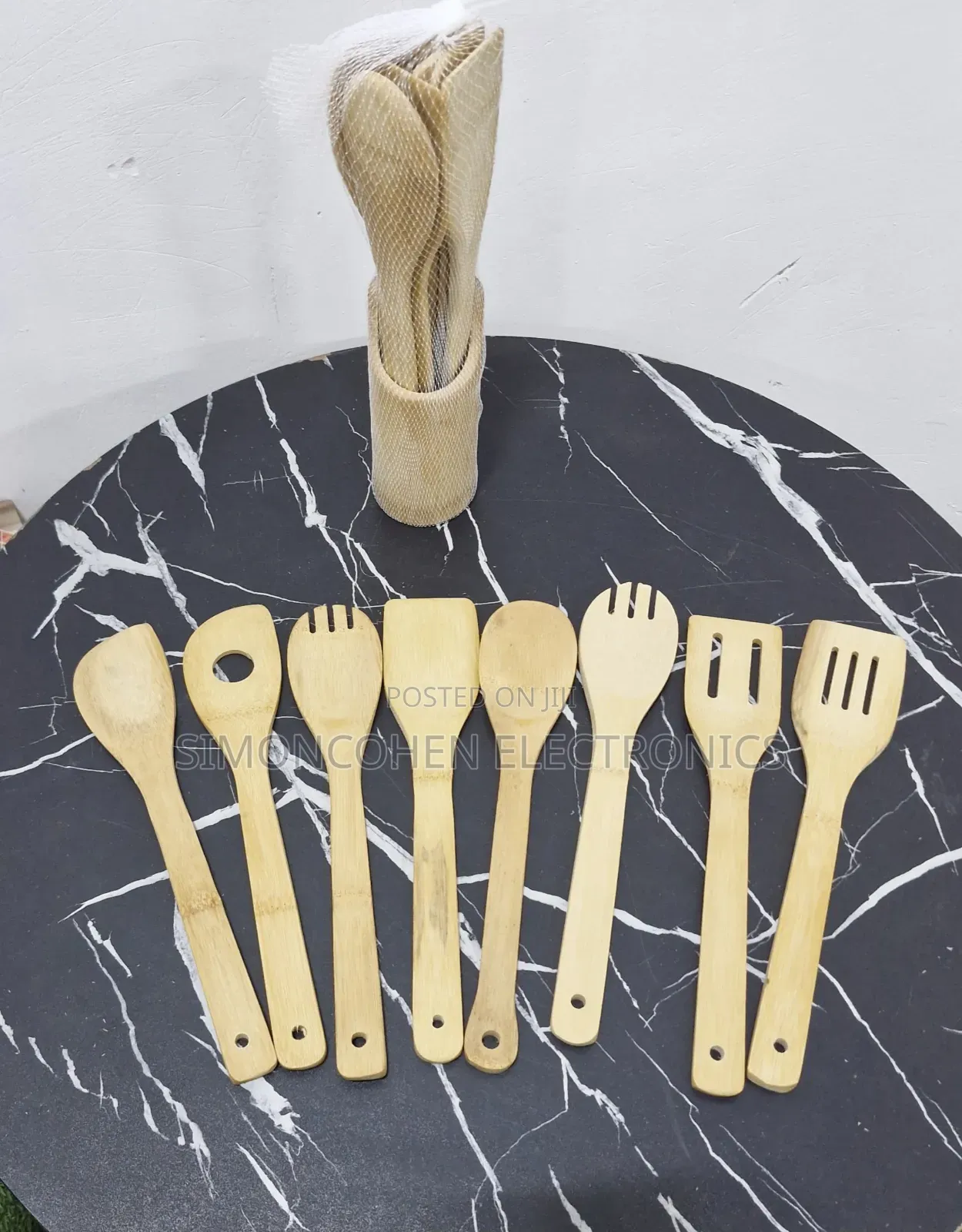 9pcs Bamboo Cooking Utensils Set With Holder