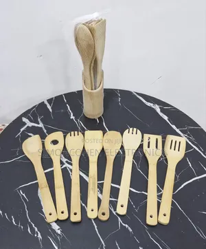 9pcs Bamboo Cooking Utensils Set With Holder
